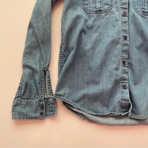 Express Long Sleeve Blue Button Up Cotton Casual Business Dress Shirt Size XS - Picture 6 of 9